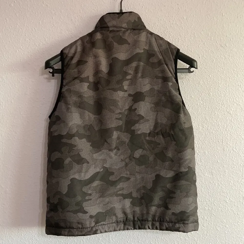 Buffalo David Bitton Youth Black/Gray Camo Reversible Vest Size 14-16